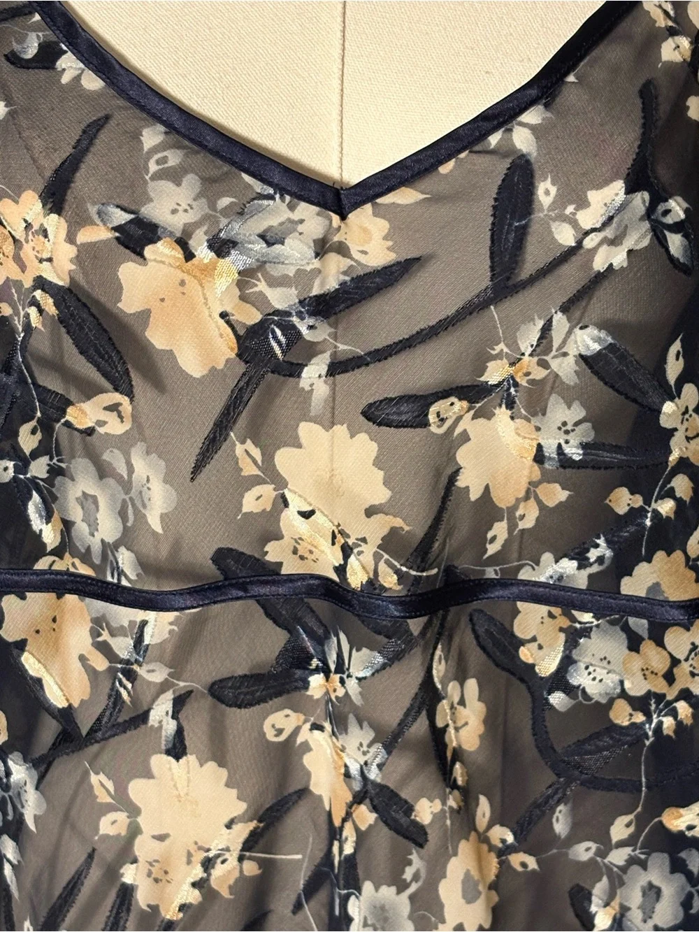 Vintage Delta Burke Sheer Floral Mesh Chemise Nightgown